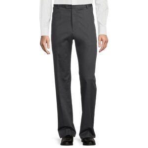 Roundtree & Yorke Gray TravelSmart CoreComfort Flat-Front Chino Pants 38x28